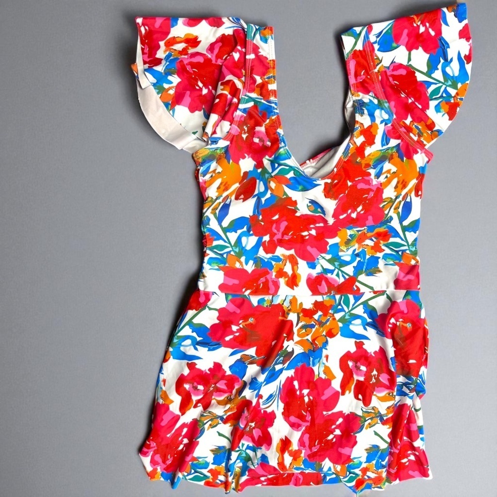Colorful Floral Swimdress Medium NWOT Tummy Control One Piece Swimwear - Picture 4 of 12